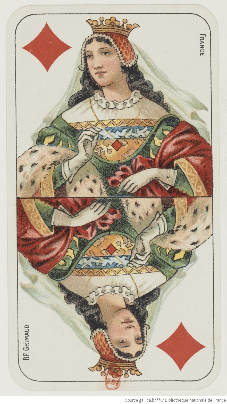 Queen of Diamonds — French Two-Headed Tarot Deck