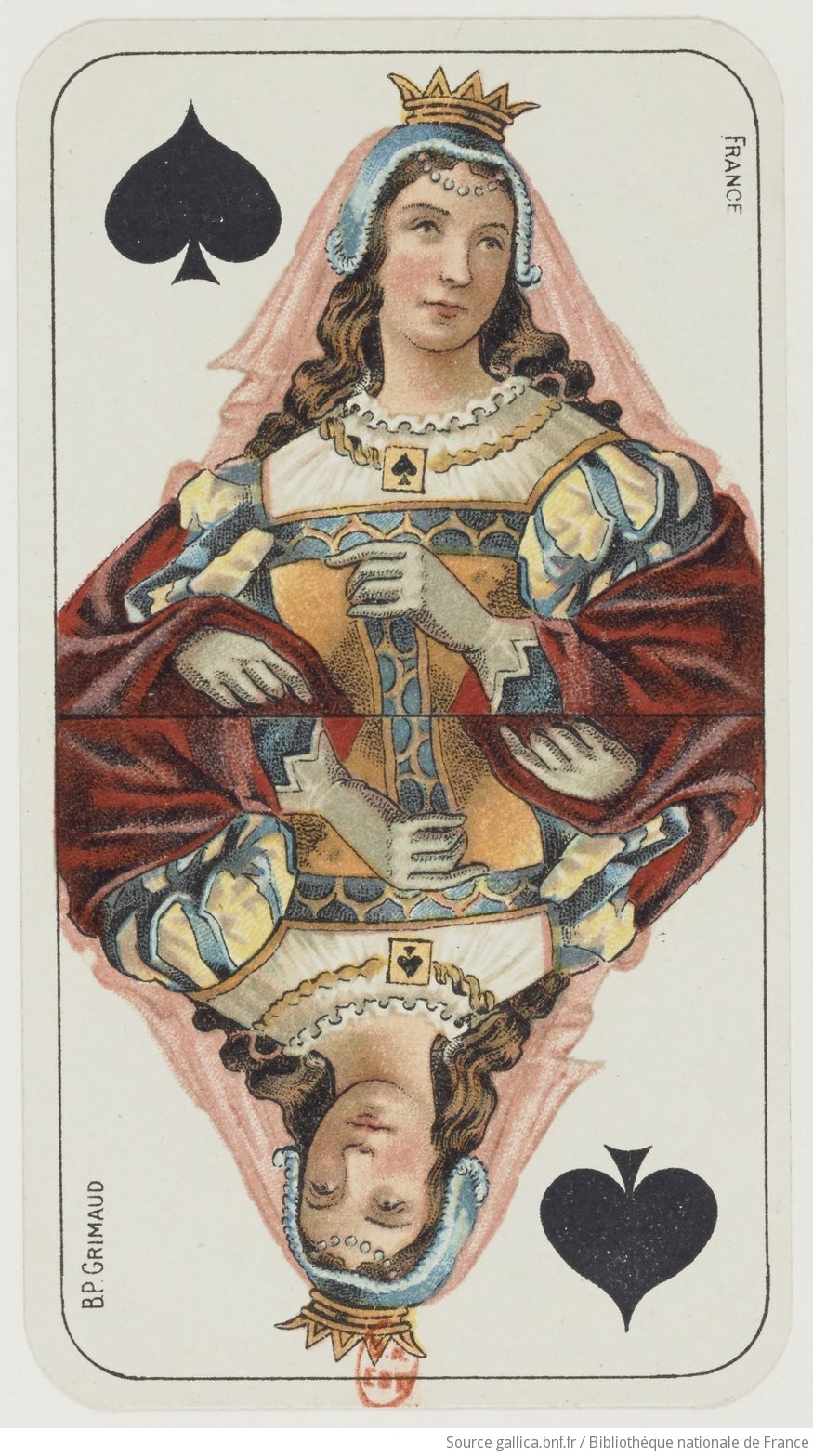 Queen of Spades — French Two-Headed Tarot Deck